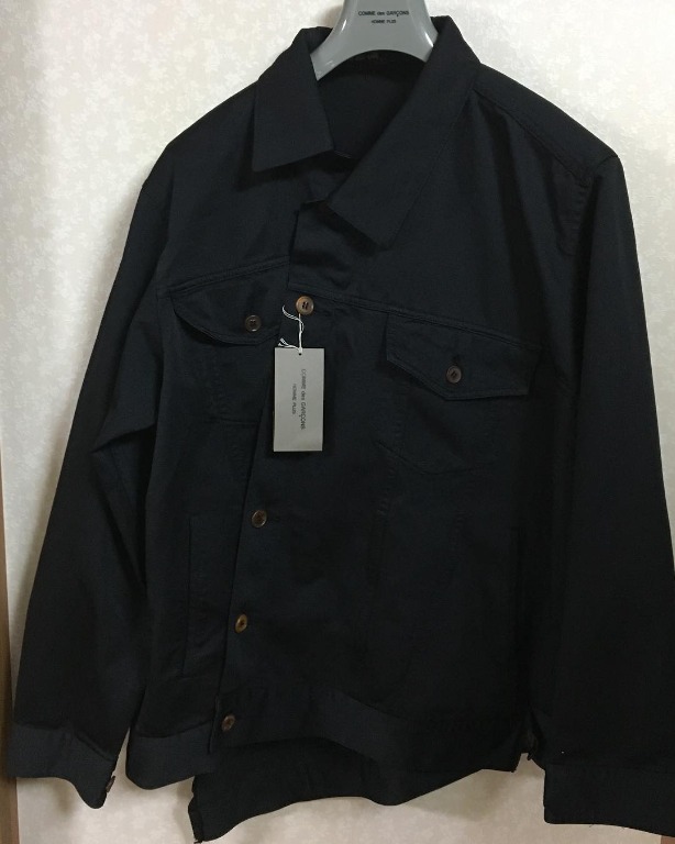COMME des GARCONS HOMME PLUS black Asymmetric shirt jacket, 男裝
