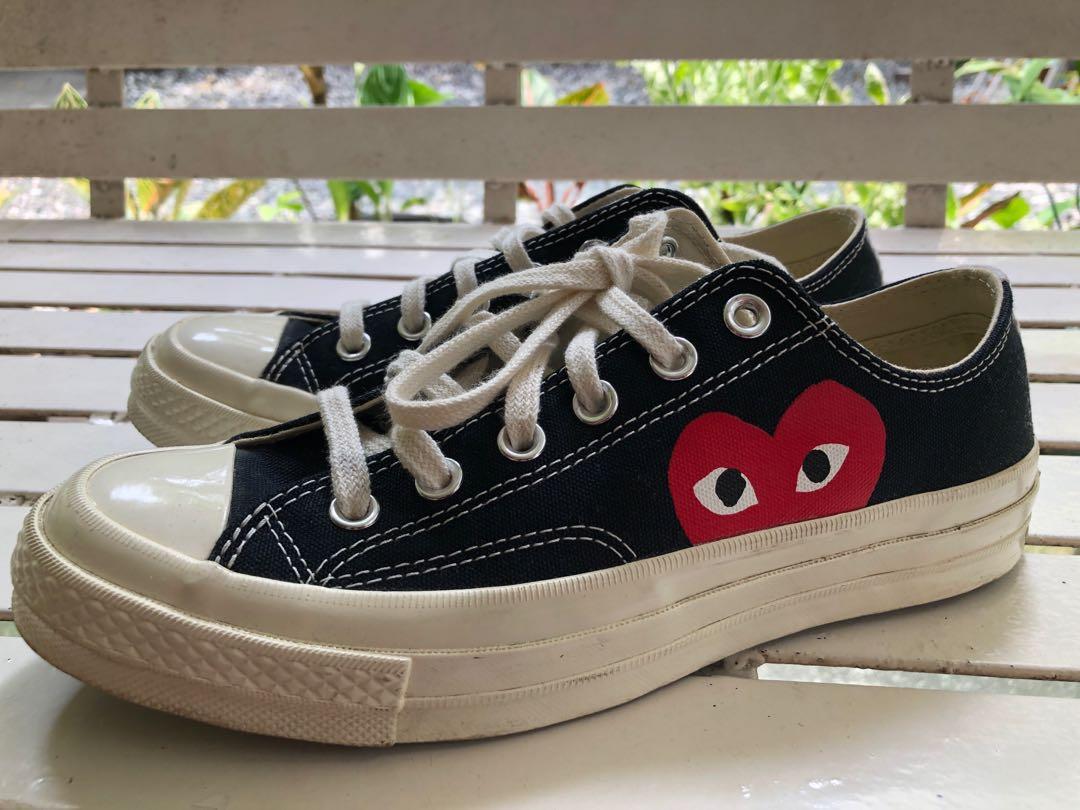 COMME DES GARÇONS PLAY Black Converse Edition Half Heart Chuck 70 Low  Sneakers, Women's Fashion, Footwear, Sneakers on Carousell