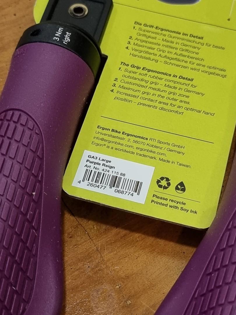 Restocked!!* Ergon GA3-L Large grip purple reign MTB Hybrid Foldie