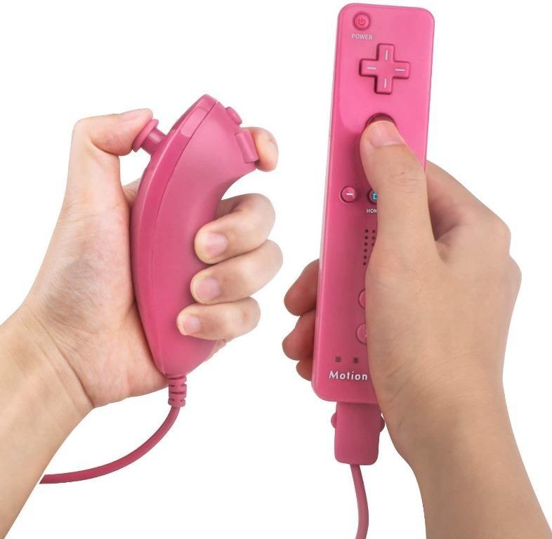 Motion Plus Remote Controller for Nintendo Wii / Wii U Console Video Games  with Case Pink