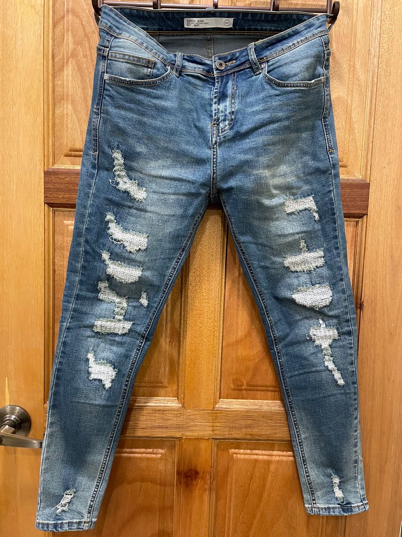 Garage Ripped Jeans Skinny Zara, Men's Fashion, Bottoms, Jeans on Carousell