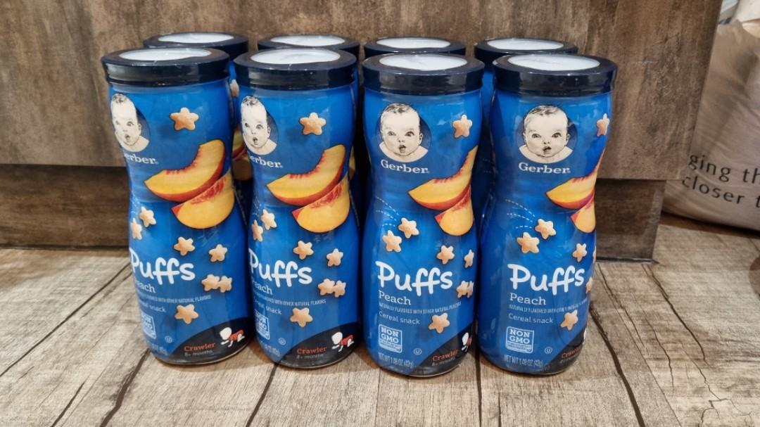Gerber Puffs Peach Flavor Kid's Biscuit, Babies & Kids, Nursing