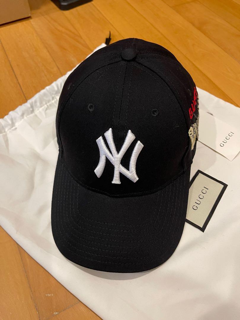Gucci NY Yankees Black Embroidered Baseball Cap