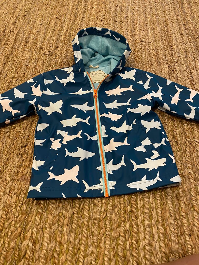 Hatley Sharks Colour Changing Rain jacket Size 2 Babies Kids Babies Kids Fashion on Carousell