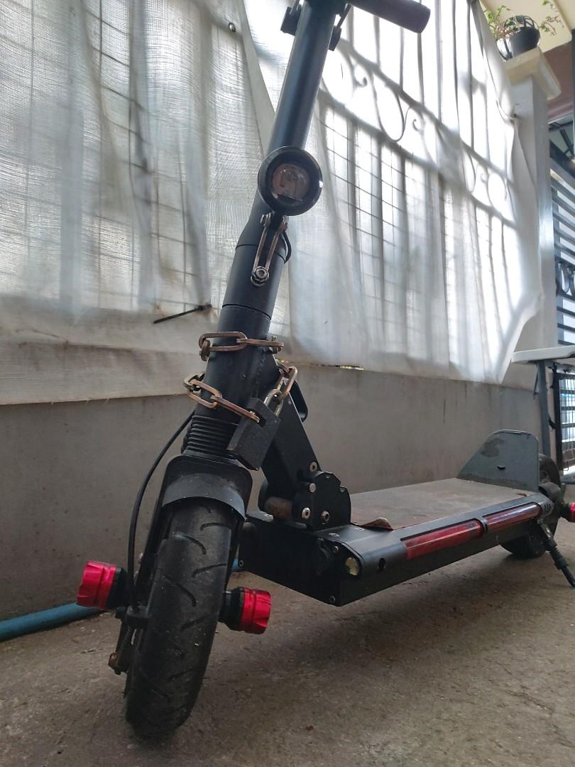 Hiley X8S Electric Scooter (Category: Other Sports Equipment and Supplies) located in San Pedro. Submitted by chenramirez (Listing ID 1110760527, Image 2). Description: -48v 13ah 600w -Dual Suspension -Dual Drum Brakes -8" Rear SolidTire -8.5" Front Air Tire -Max Speed: 45kph -Max Range: 40kms -Weight: 18kgs -ODO: 921.5kms -With charger and kiddie bar Not included: Chain lock RFS: Need funds Issue: May mga gas gas lang po due to usage.