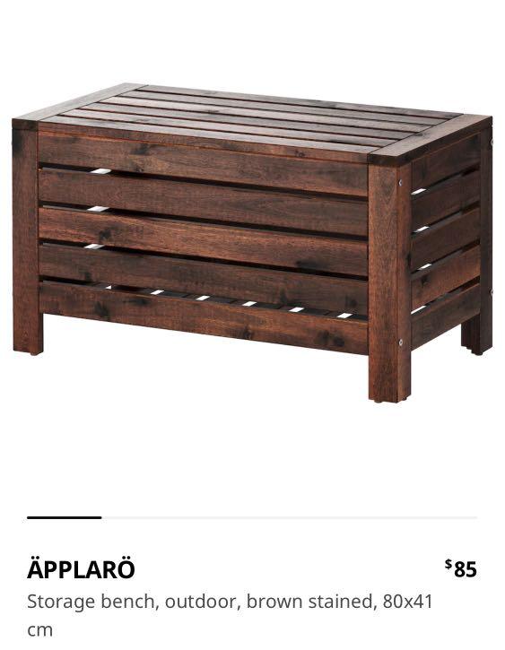 IKEA Applaro Outdoor Bench with Backrest & Storage Bench, Furniture