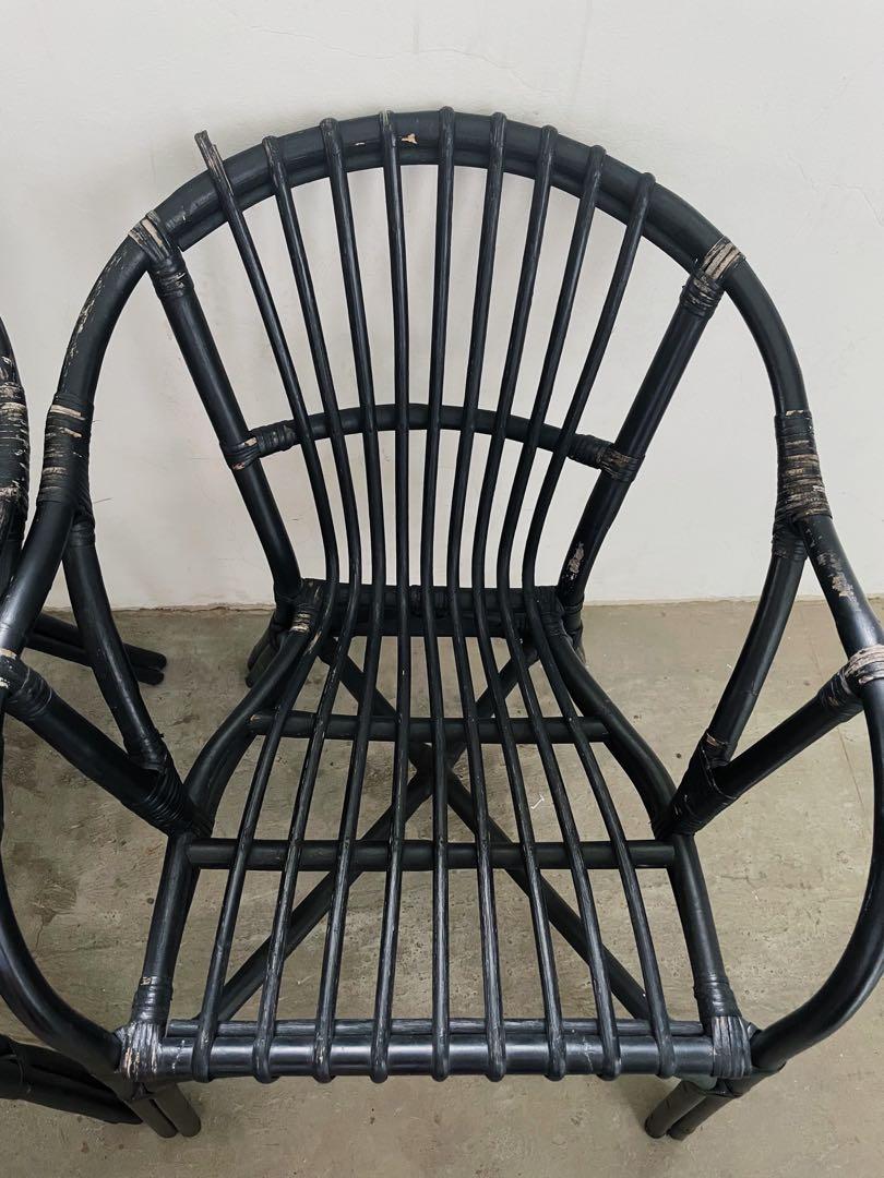 IKEA HOLMSEL Black Rattan Armchair x 2, Furniture & Home Living
