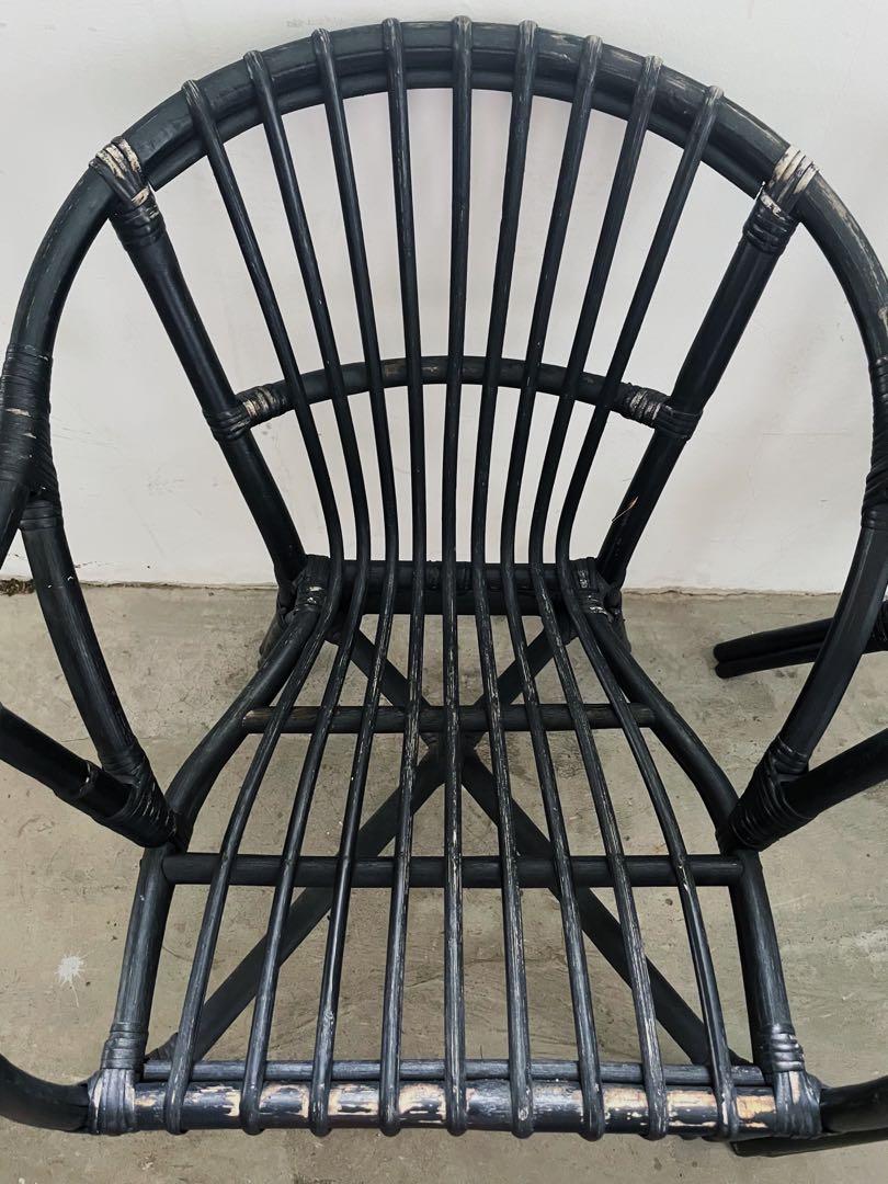 IKEA HOLMSEL Black Rattan Armchair x 2, Furniture & Home Living