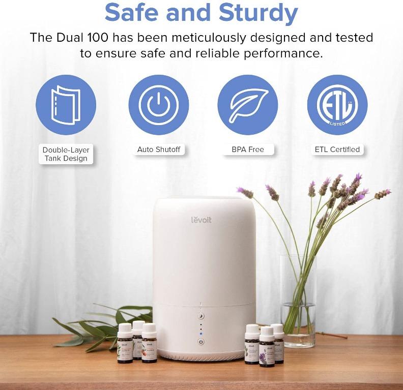 LEVOIT 4L Humidifiers for Bedroom Large Room & Essential Oil Diffuser,  Quiet Cool Mist for Home, Baby and Plants, Last up to 40Hours, Dual 360°