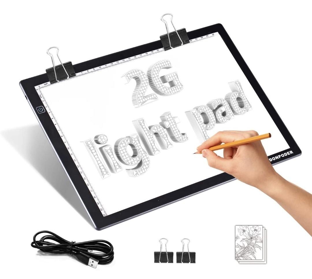 DONPODER 2nd Generation A4 Ultra-Thin USB Powered Circuit Light Box Light pad stepless dimming with Memory for tracing Diamond Painting Drawing Sketching Animation Stencilling with Magnetic pins 