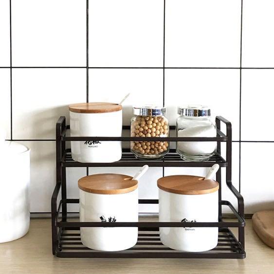 Metal 2 Tier Spice Rack Pantry Organizer Countertop Kitchen Seasoning ...