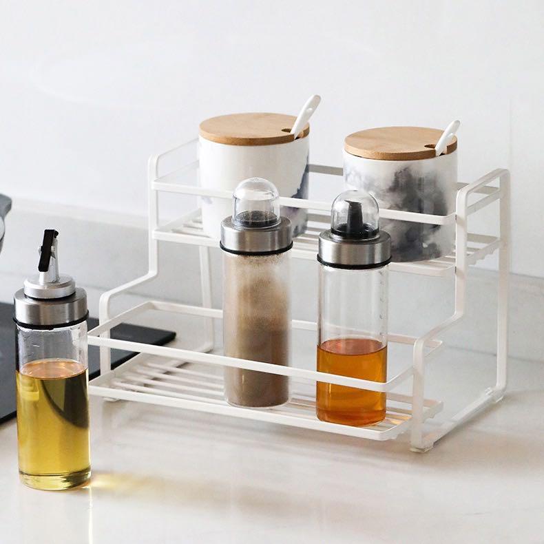 Metal 2 Tier Spice Rack Pantry Organizer Countertop Kitchen Seasoning ...