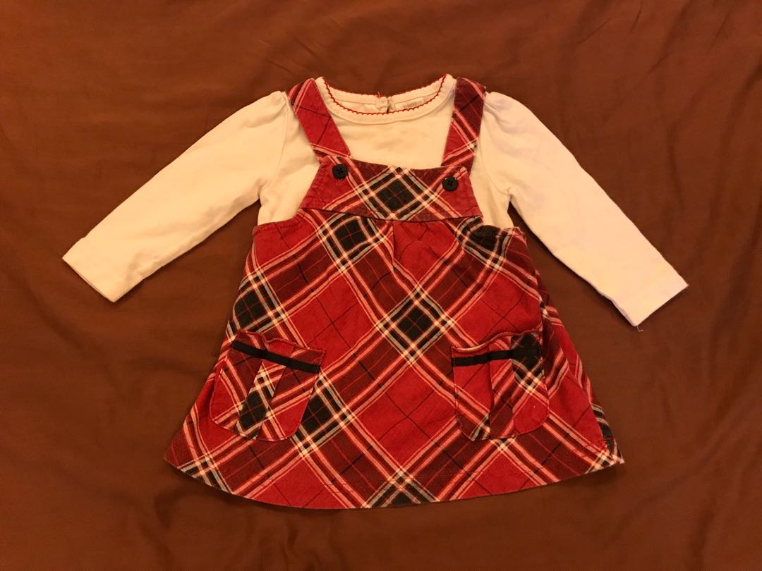 Red plaid baby girl dress on sale