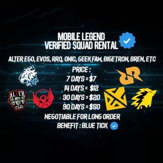 Mobile Legends Verified Squad Rental