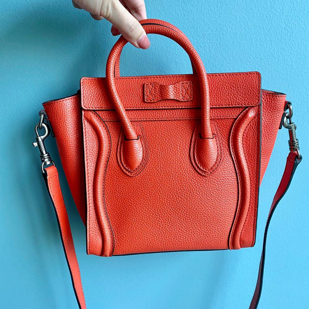 Nano Mini Luggage crossbody bag (Celine lookalike) in Vermillion, Women