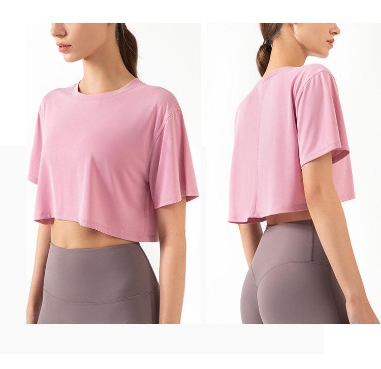 Short Sleeve Gym Crop Top in Pink M Women s Fashion Activewear on Carousell