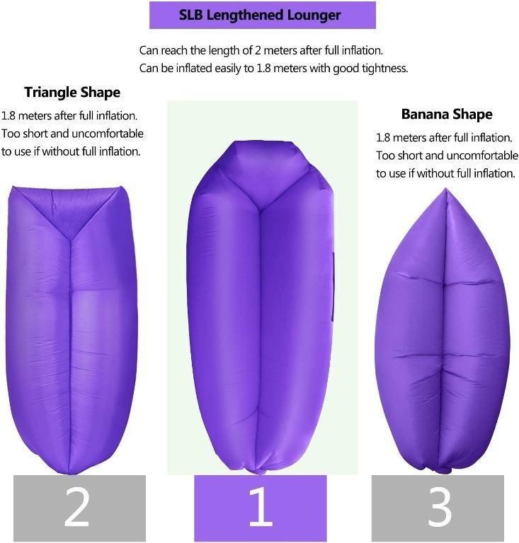SLB Inflatable Lounger Waterproof Air Sofa Lounger with Headrest Portable Air Filled Lounger with Storage Bag for Camping Garden Beach and Pool Purple N1004 Sports Equipment Sports Games Water Sports ...
