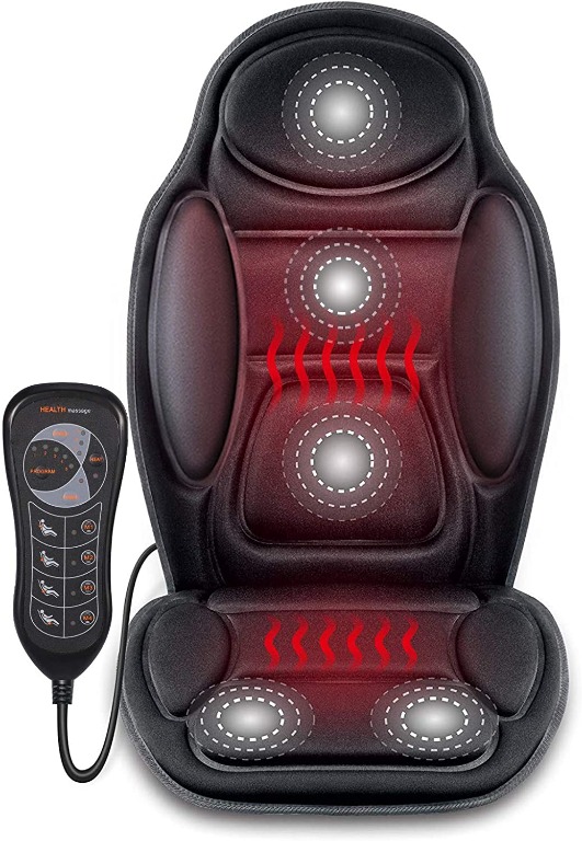 Back Massager with Heat,5 Vibration Massage Nodes & 3 Heating Pad with Intelligent Temperature Controller Winter Universial Car Seat Warmer Switory Heated Car Seat Back Massage Cushion 