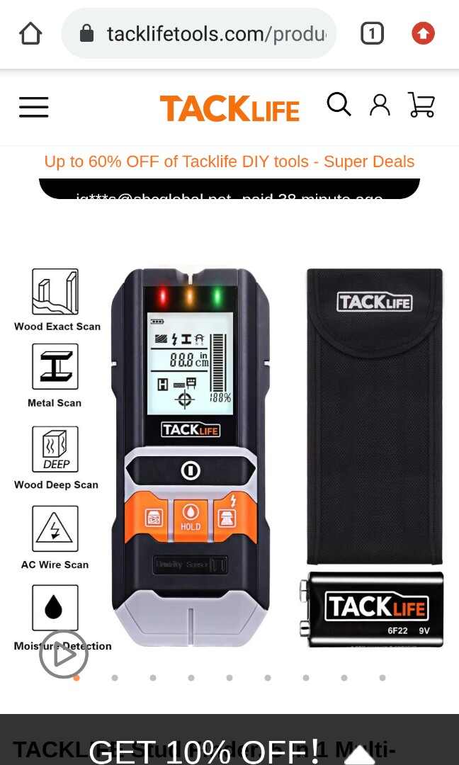 TACKLIFE Stud Finder, 5 In 1 MultiFunctional Center Finding Wall