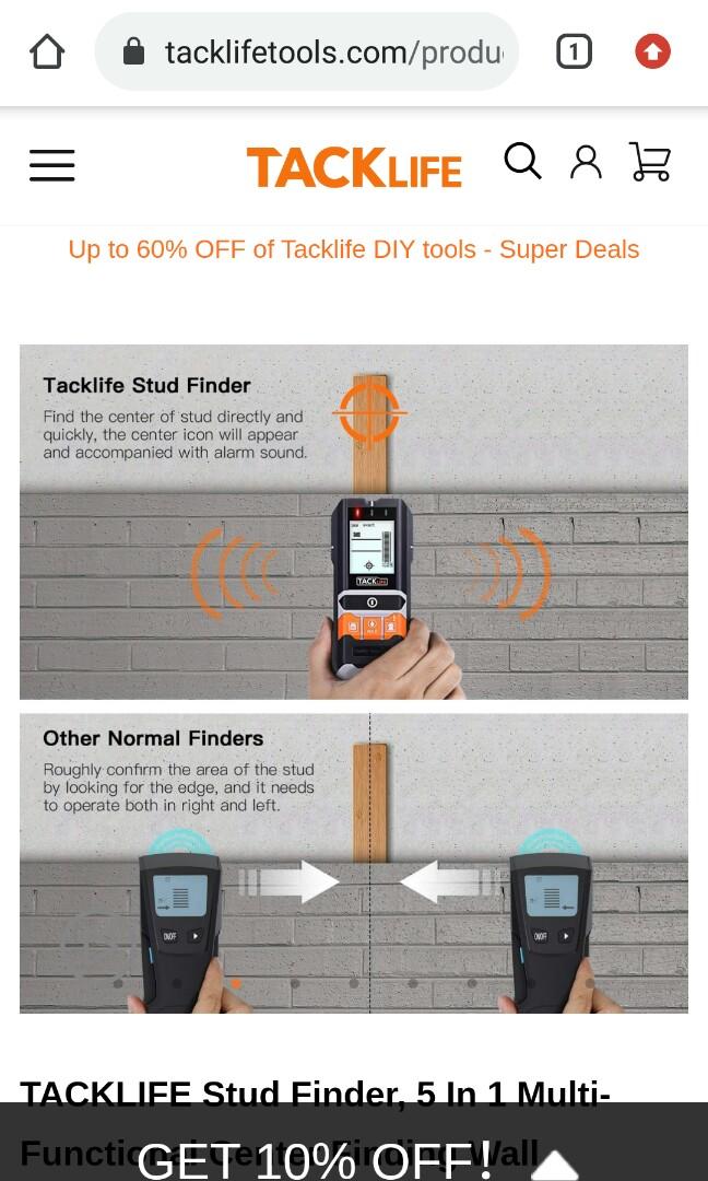 TACKLIFE Stud Finder, 5 In 1 MultiFunctional Center Finding Wall