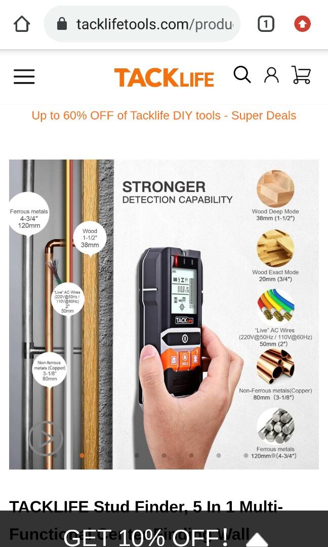 TACKLIFE Stud Finder, 5 In 1 MultiFunctional Center Finding Wall