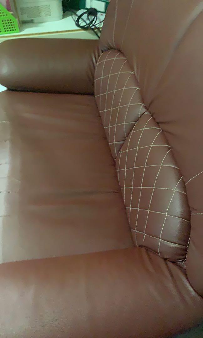 Used 2 seater faux leather sofa, Furniture & Home Living, Furniture, Sofas on Carousell