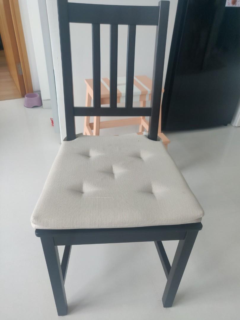 2 IKEA Stefan dining chairs with cushion, Furniture & Home Living