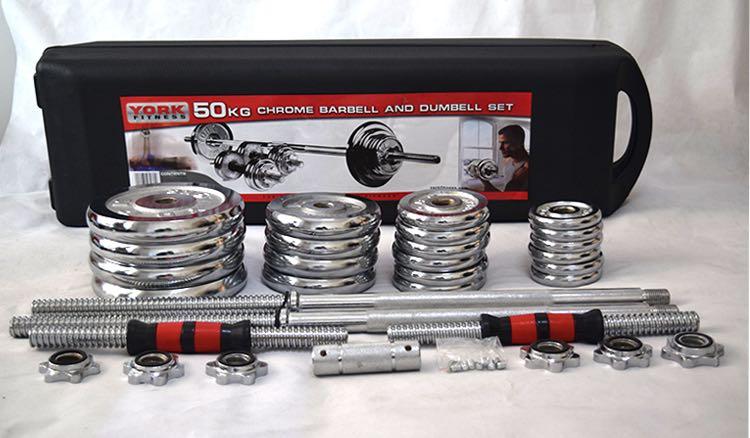 York 50kg 2025 chrome dumbbell set