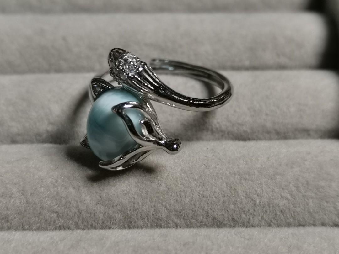 Larimar Fox Ring Women s Fashion Jewelry