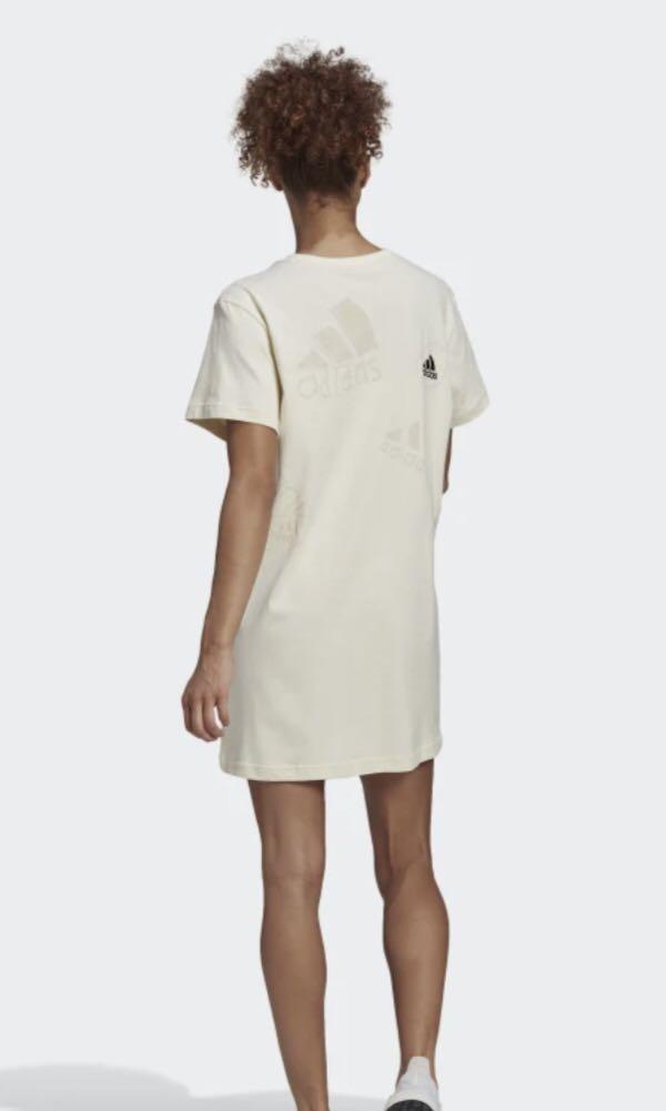 Adidas Logo Tee Dress Cream White