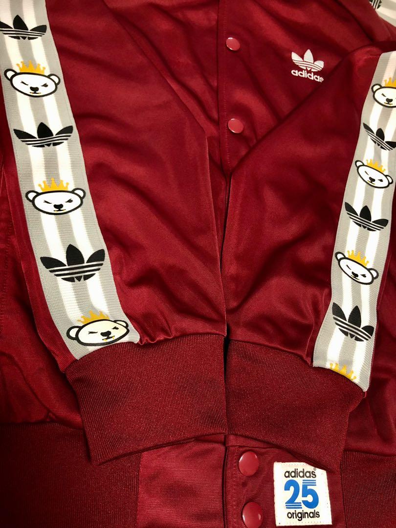 Adidas Originals 25th Anniversary Nigo Bear Bomber Track Jacket Burgundy  Maroon