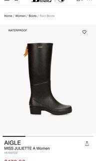 Aigle Miss Juliette Black Rubber Boot Rainboot Snowboot 36