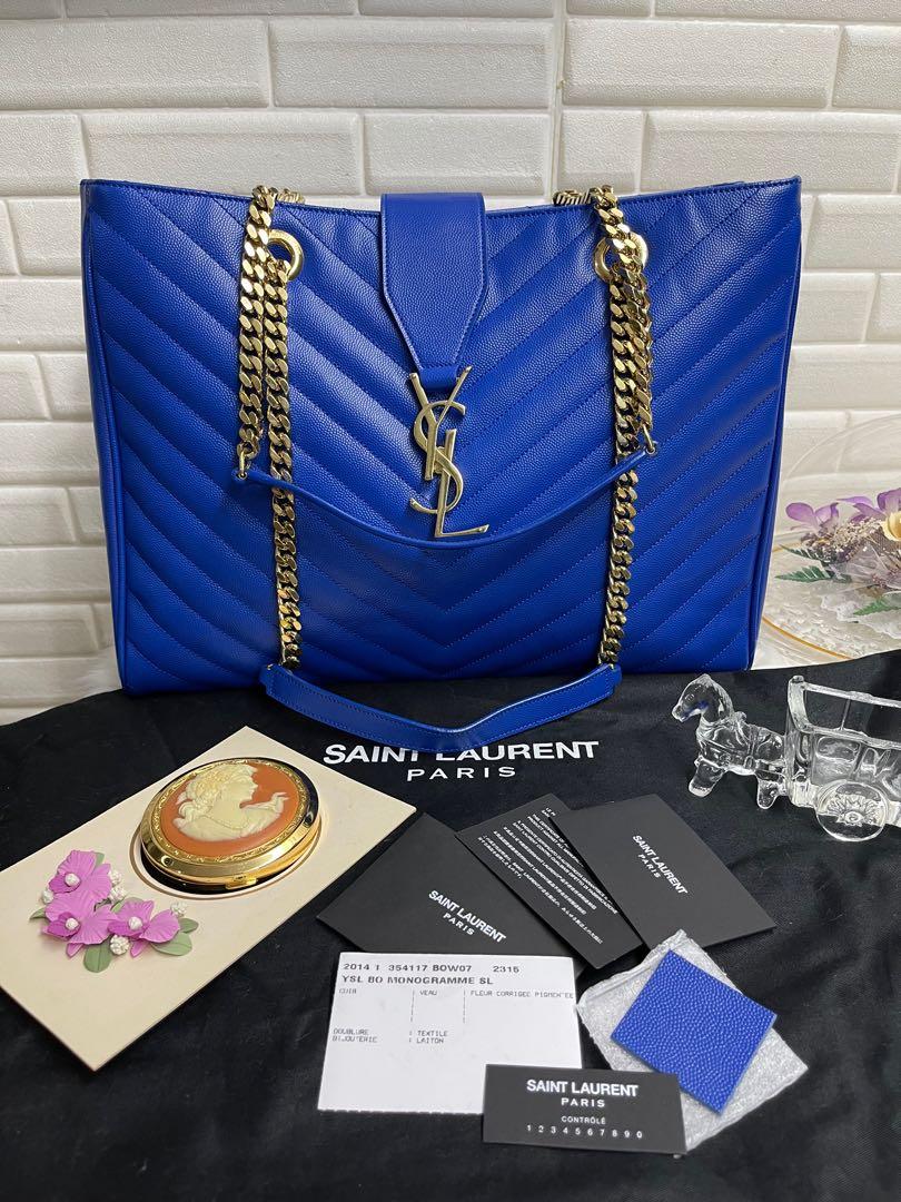 Authentic YSL Matelasse In Royal Blue Chevron Cassandre Bag
