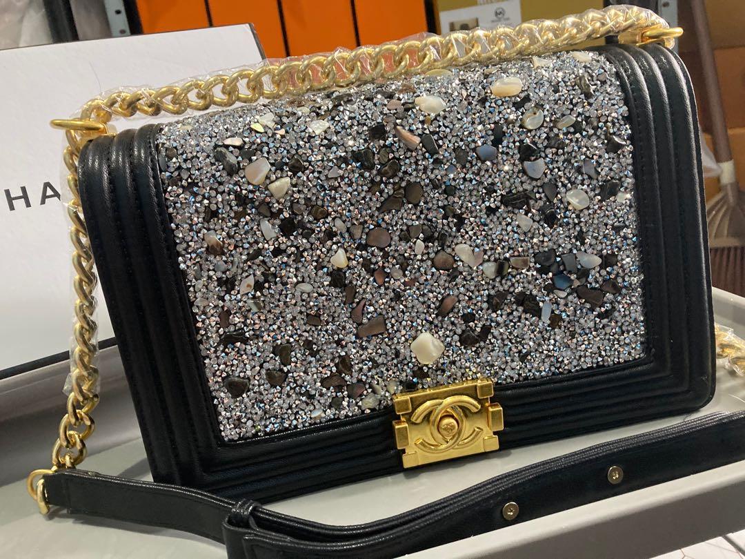 Chanel crystal le boy bag clearance