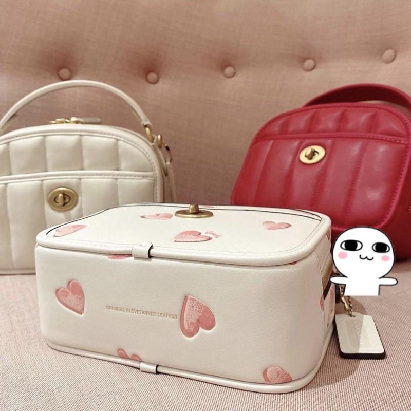 COACH Upcrafted Lunchbox Top Handle With Heart Print in Pink
