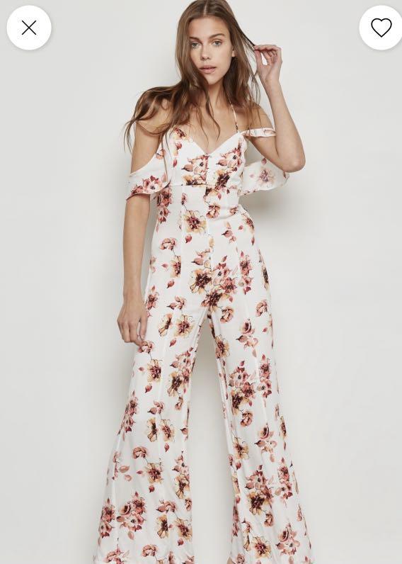 Floral cold shoulder jumpsuit online