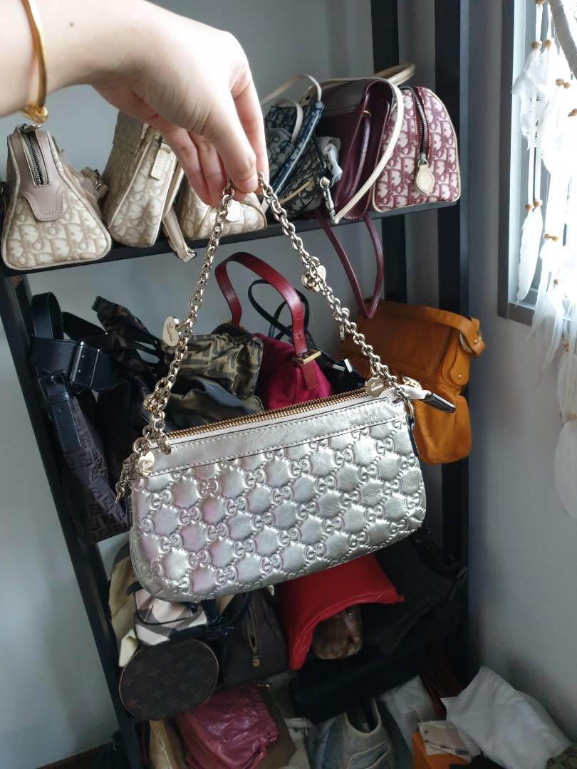 Gucci GG Monogram Guccissima Leather Chain with Heart Charms Silver Pochette  Bag, Luxury, Bags & Wallets on Carousell