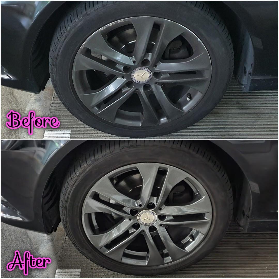 Gunmetal Grey Rims Spray Paint Service On (Mercedes C180), Car