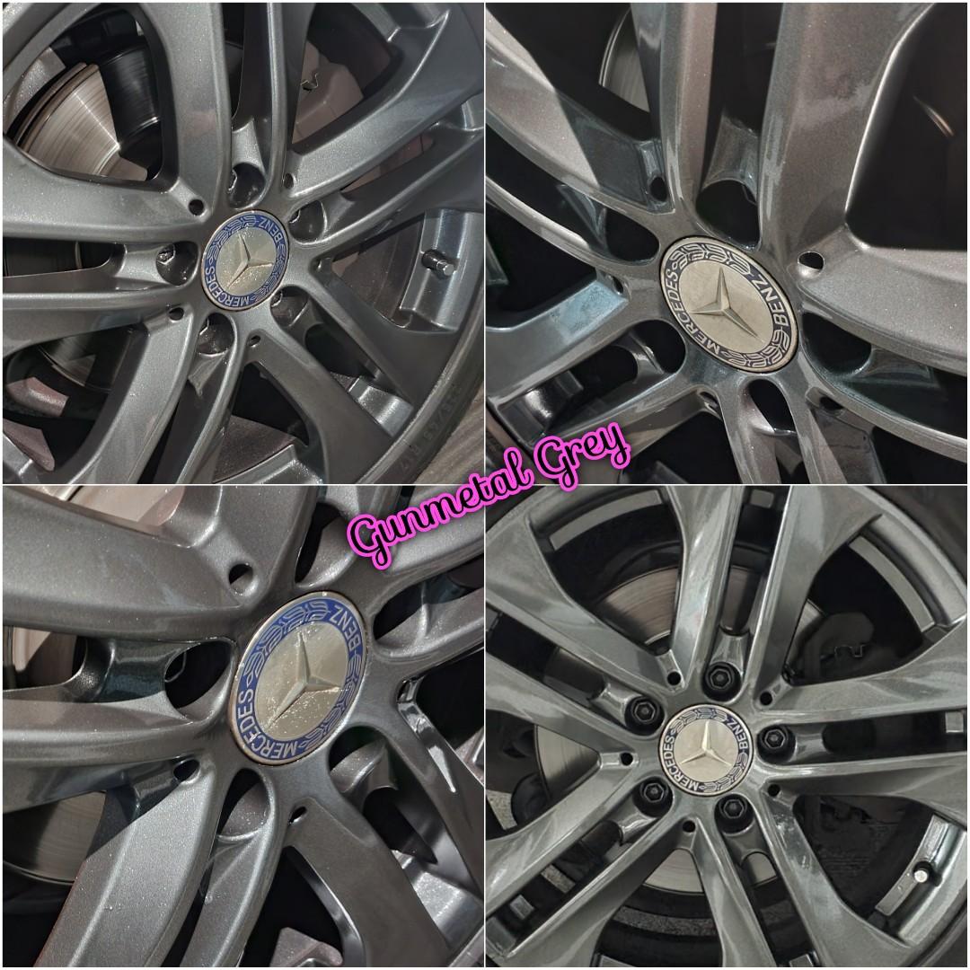 Gunmetal Grey Rims Spray Paint Service On (Mercedes C180), Car