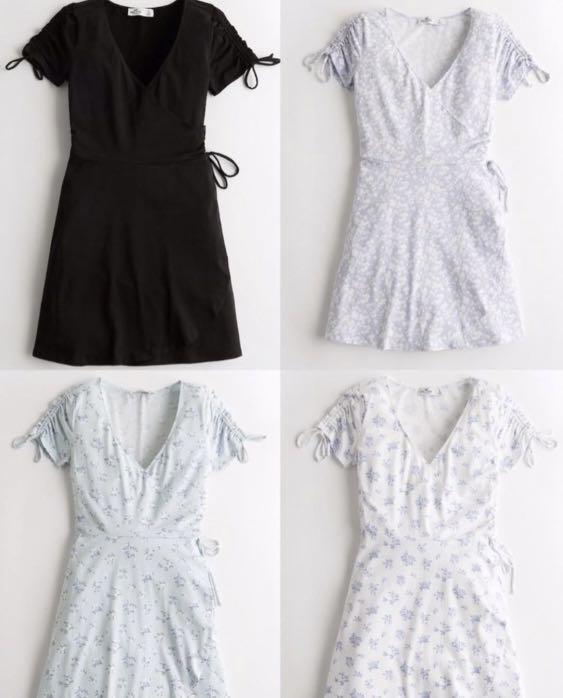 Hollister cinch sleeve knit wrap dress 黑色連身裙, 女裝, 連身裙\u0026 套裝, 連身褲- Carousell