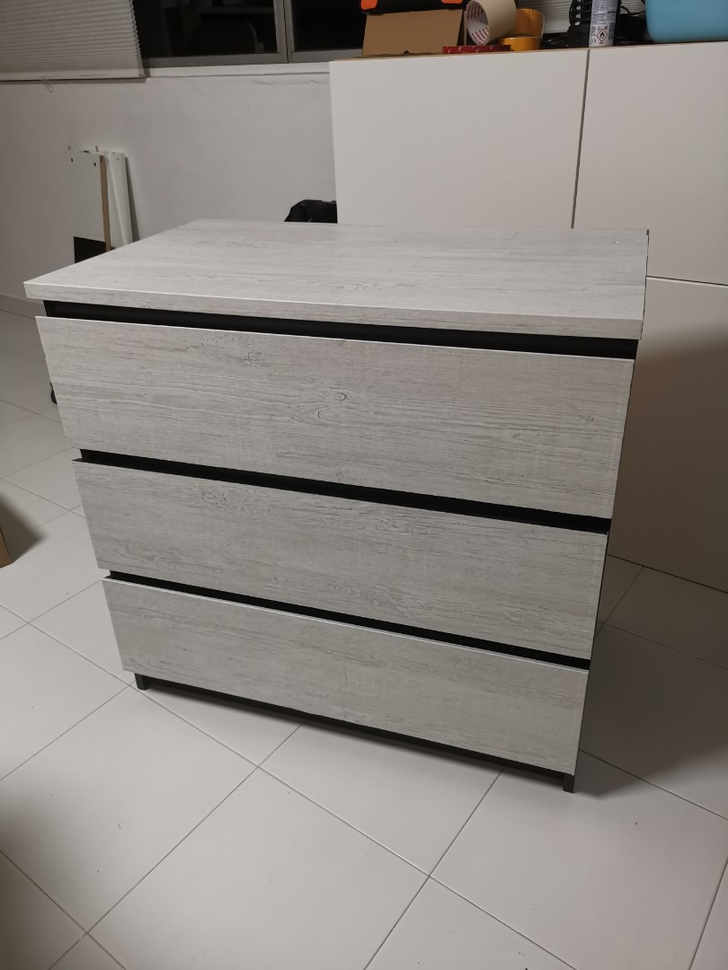 IKEA Malm 3 drawers shelf, Furniture & Home Living, Furniture