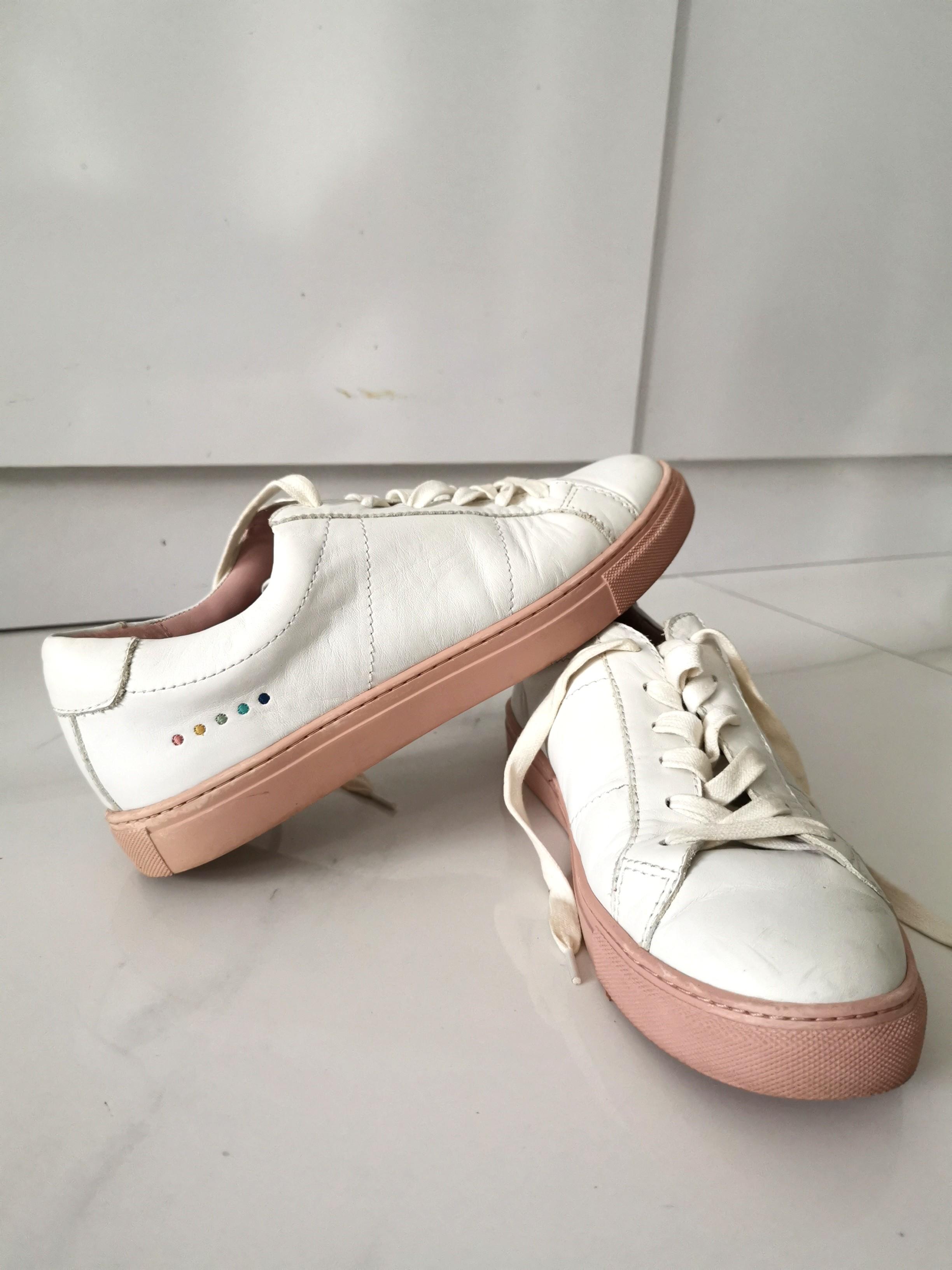 Lacess white sneakers w pink soles EU40