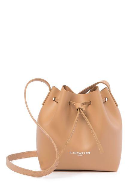 Lancaster Paris Pur Smooth Mini Leather Bucket Bag Beige