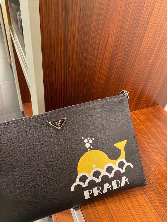 PREORDER PRADA WHALE MOTIF SAFFIANO LEATHER CLUTCH