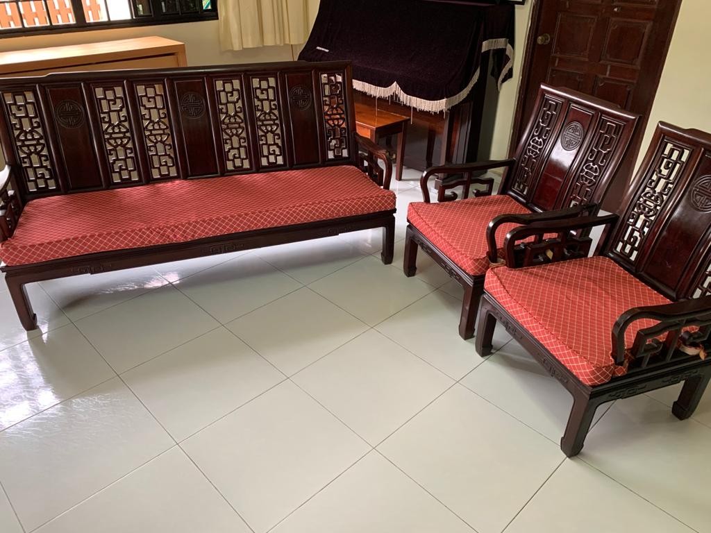Price negotiable Genuine Rosewood 5 seater sofa set, Furniture & Home