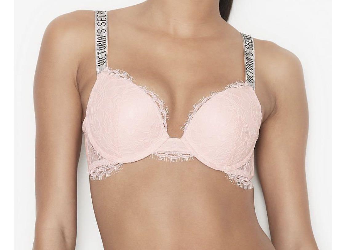 Buy Victoria's Secret Purest Pink Shine Strap Lace Bralette from
