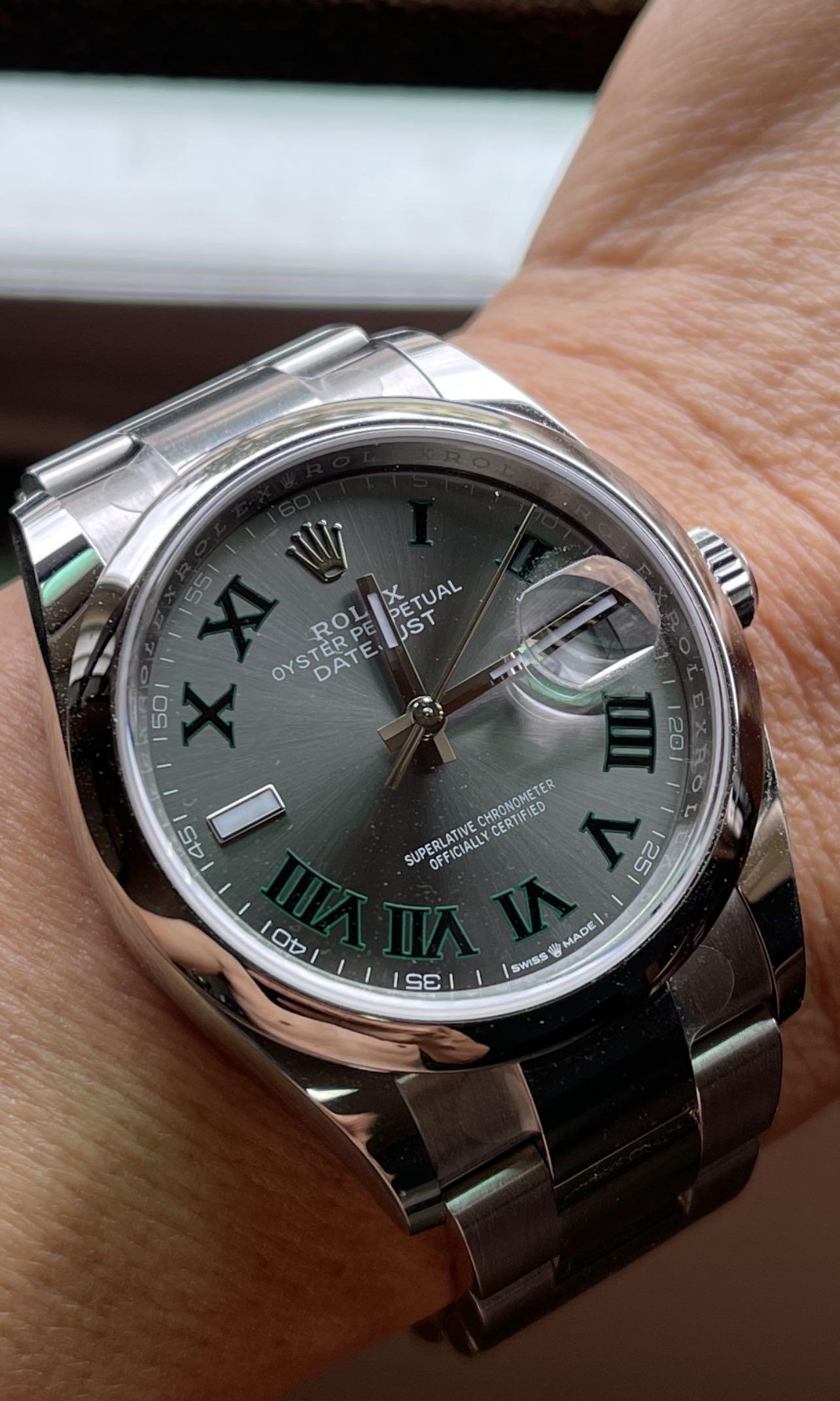 Rolex Date Just 126200 36mm Wimbledon 2021, Luxury, Watches on Carousell