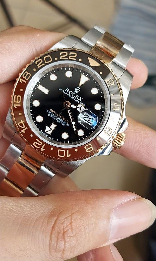 Rolex GMT Master II Root Beer Noob V11, Barang Mewah, Jam Tangan di  Carousell