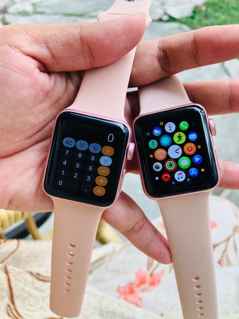 Sisa 1 !! Apple Watch seri 2 rose gold 38mm iwatch pink, Fesyen Wanita, Jam  Tangan di Carousell