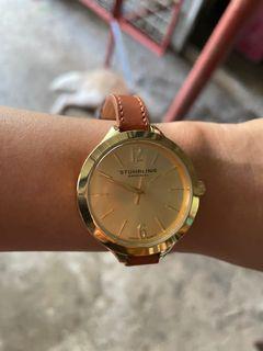 Stuhrling Soiree Deauville 23K Gold Fused SS Sport Watch 